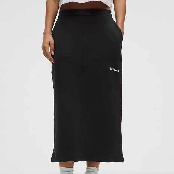 Lululemon Loungeful High-Rise Midi Skirt-Cotton blend-warm-black-NWT - Picture 2 of 8